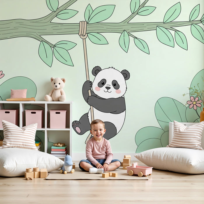 Kinderzimmer Tapete | Lustige Pandas im Dschungel
