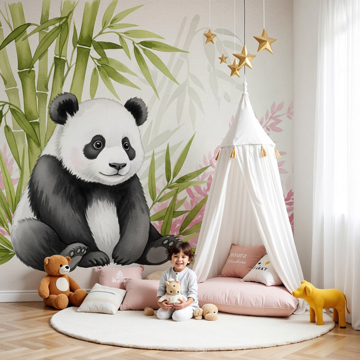 Papier peint chambre enfant | Pandas et bambous