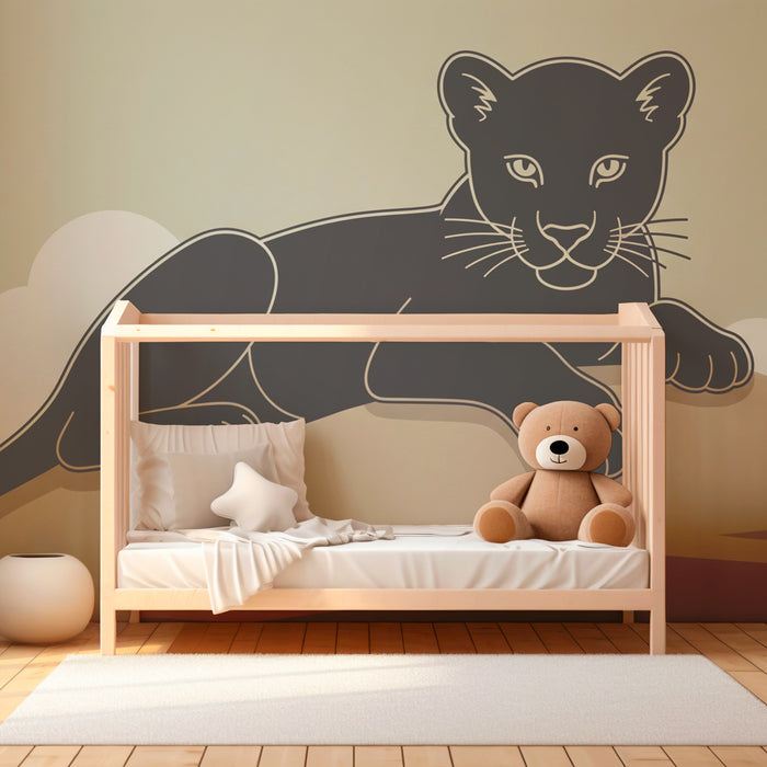 Kids room wallpaper | Majestic panther on its rock