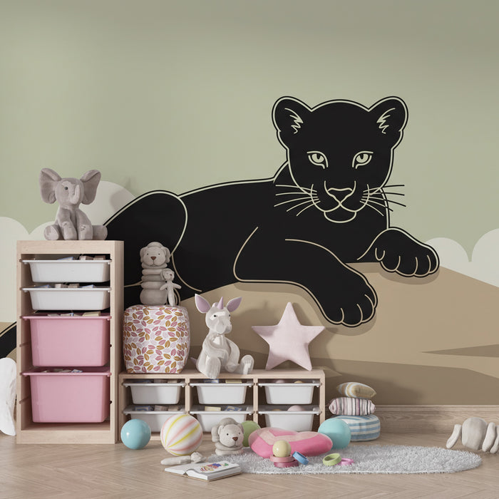 Kids room wallpaper | Majestic panther on its rock