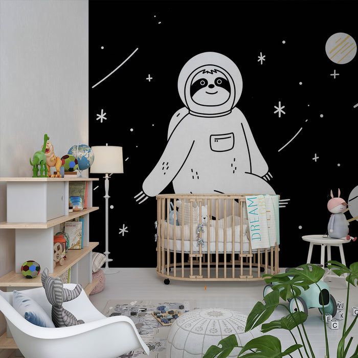 Børneværelse tapet | Sløv astronaut svævende i stjernerummet