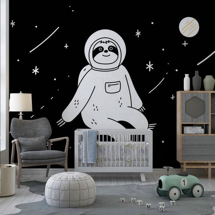 Børneværelse tapet | Sløv astronaut svævende i stjernerummet