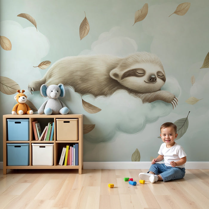 Papier peint chambre enfant | Paresseux sur un nuage