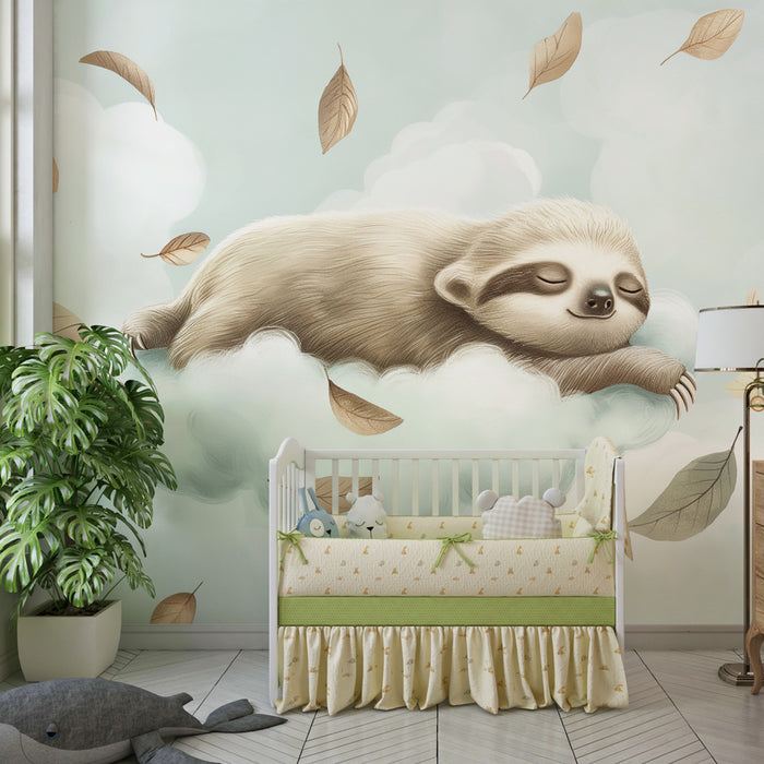 Papier peint chambre enfant | Paresseux sur un nuage