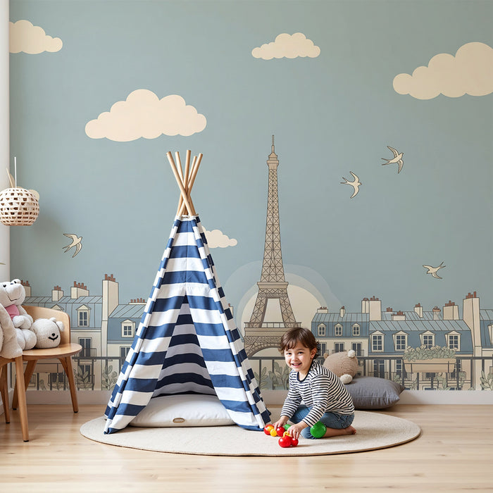 Ie pentru camera copiilor | Paris și Turnul Eiffel sub un cer albastru