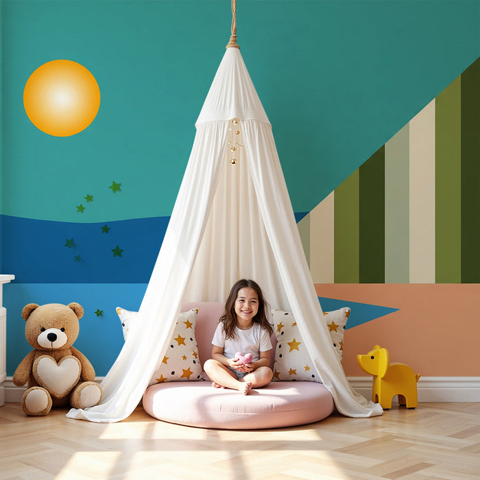 Kids room wallpaper | Abstract landscape with sun and waves
