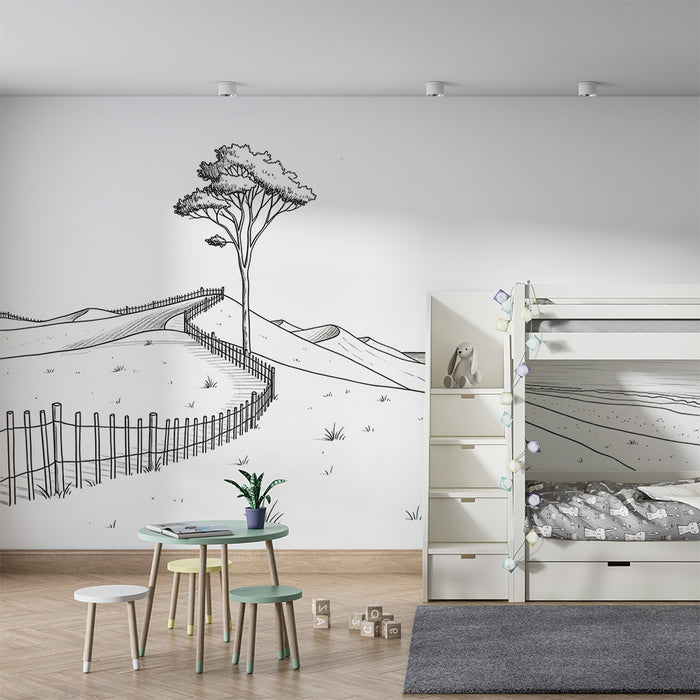 Laste toapaber | Minimalistlik rannikumaastik liivadetega ja puuga