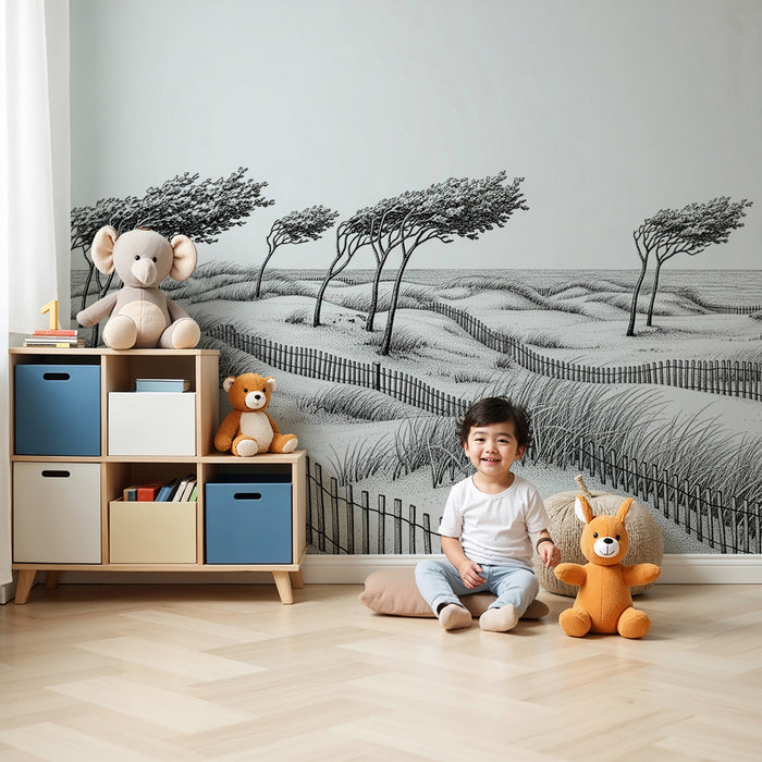 Papel pintado infantil | Paisaje de dunas y brisa marina