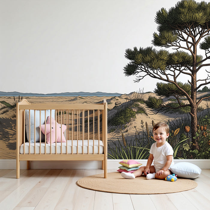 Kinderkamer behang | Duinlandschap en rustgevende kustvegetatie