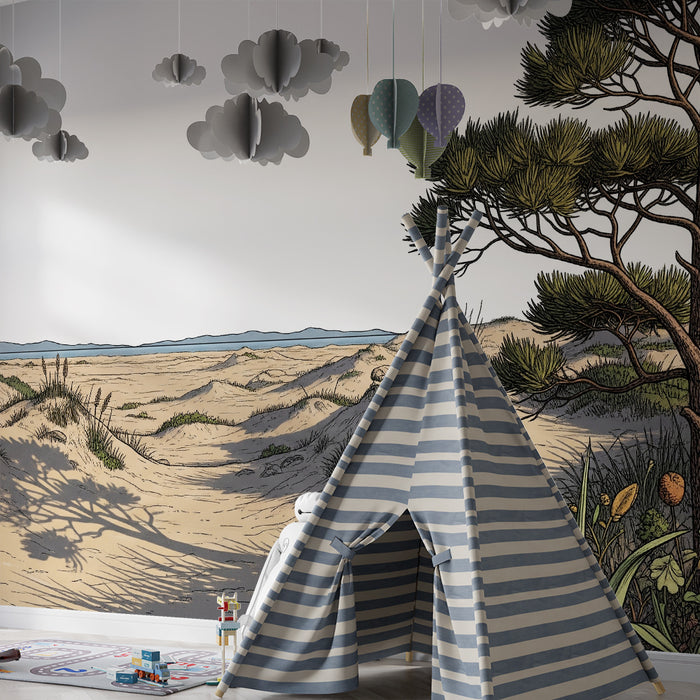 Kinderkamer behang | Duinlandschap en rustgevende kustvegetatie