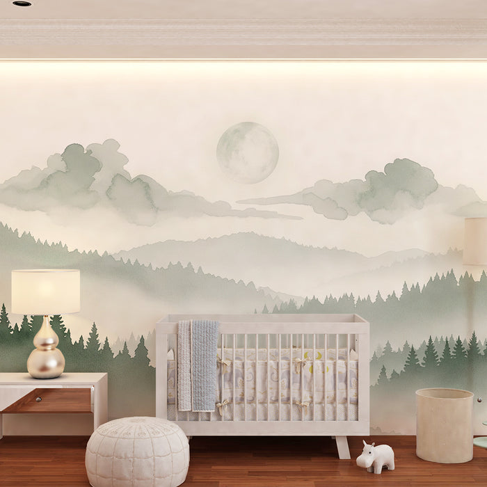 Barntapet | Dimmig och fridfull skogsmiljö