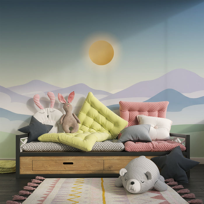 Barntapet | Mjuka bergslandskap under en strålande sol