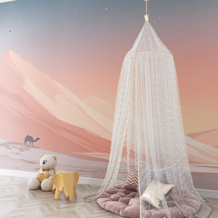 Papier peint chambre enfant | Paysage désertique au coucher du soleil