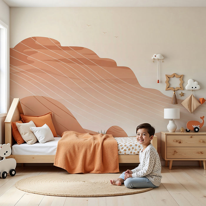 Papier peint chambre enfant | Paysage désertique aux teintes douces et apaisantes