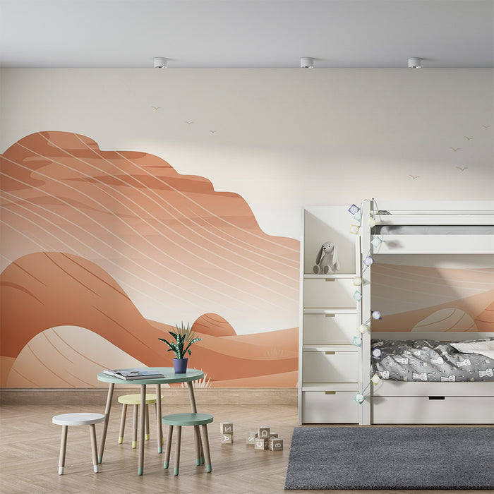 Papier peint chambre enfant | Paysage désertique aux teintes douces et apaisantes