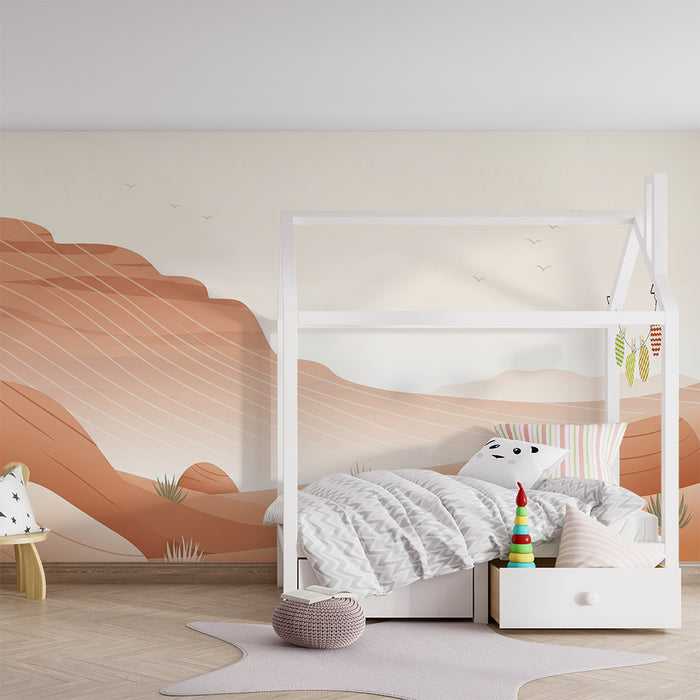 Papier peint chambre enfant | Paysage désertique aux teintes douces et apaisantes