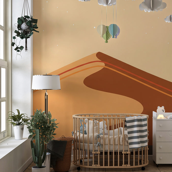 Papier peint chambre enfant | Paysage désertique aux teintes douces et formes ondulées