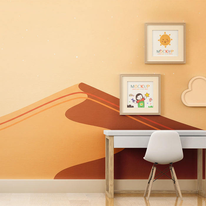 Papier peint chambre enfant | Paysage désertique aux teintes douces et formes ondulées