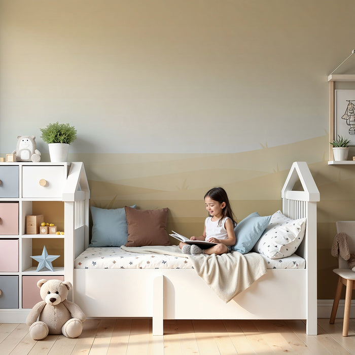 Barntapet | Mjukt och minimalistiskt landskap med kullar i gradient av beige