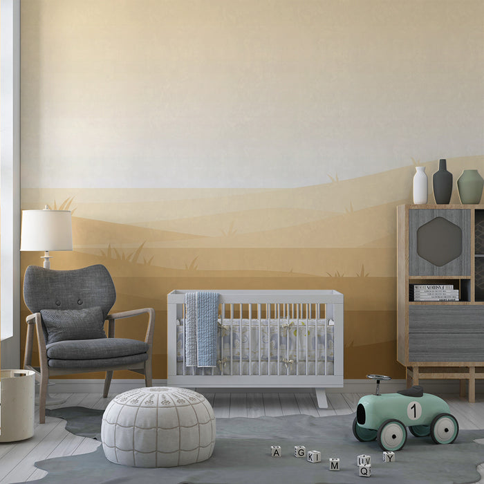 Barntapet | Mjukt och minimalistiskt landskap med kullar i gradient av beige
