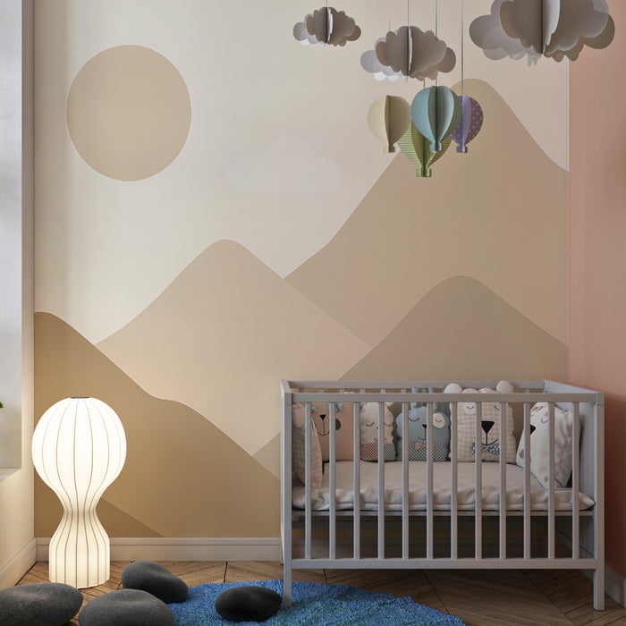 Kinderzimmer Tapete | Sanftes Bergpanorama