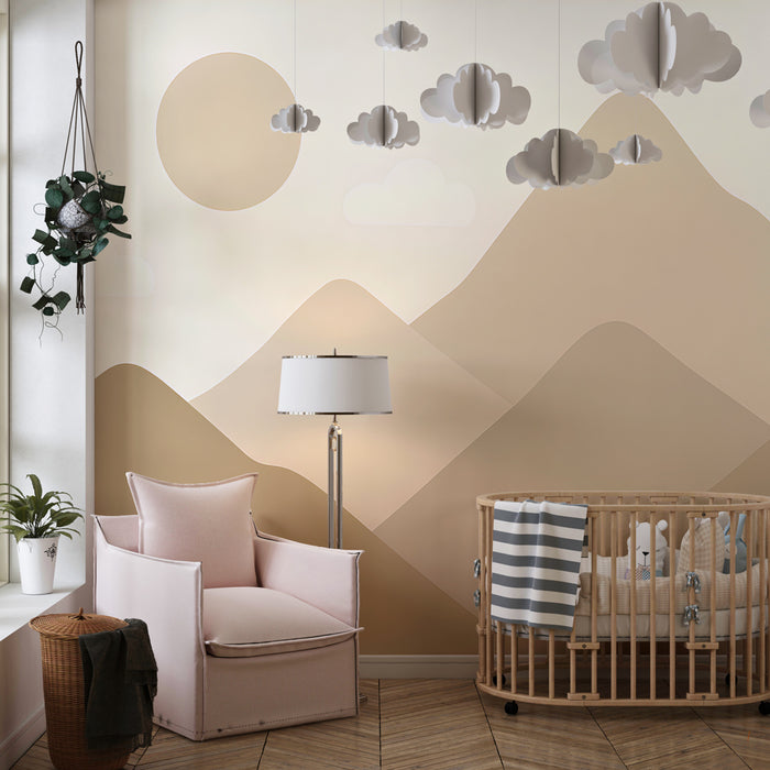 Kinderzimmer Tapete | Sanftes Bergpanorama