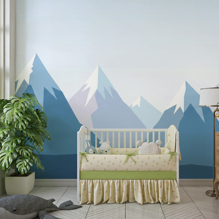 Papier peint chambre enfant | Paysage montagneux géométrique apaisant