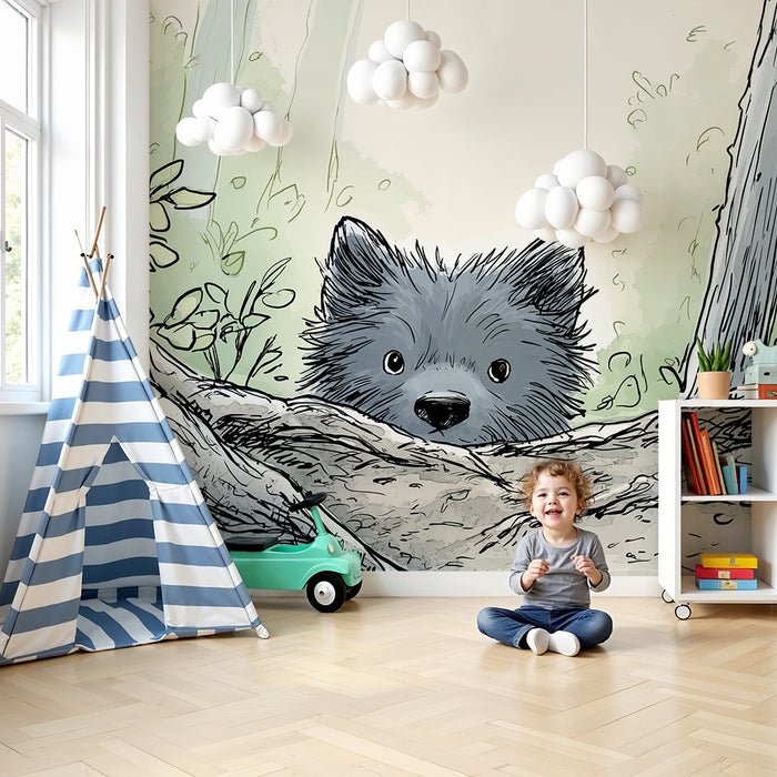 Carta da parati bambini | Piccolo animale curioso nella foresta