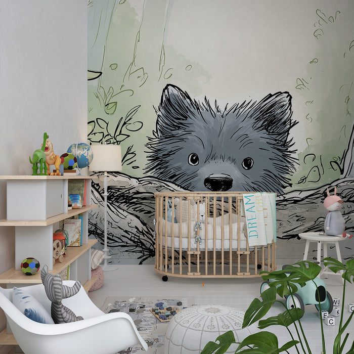 Carta da parati bambini | Piccolo animale curioso nella foresta