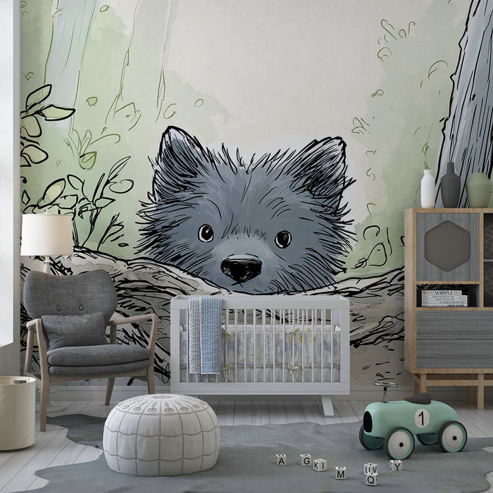 Carta da parati bambini | Piccolo animale curioso nella foresta