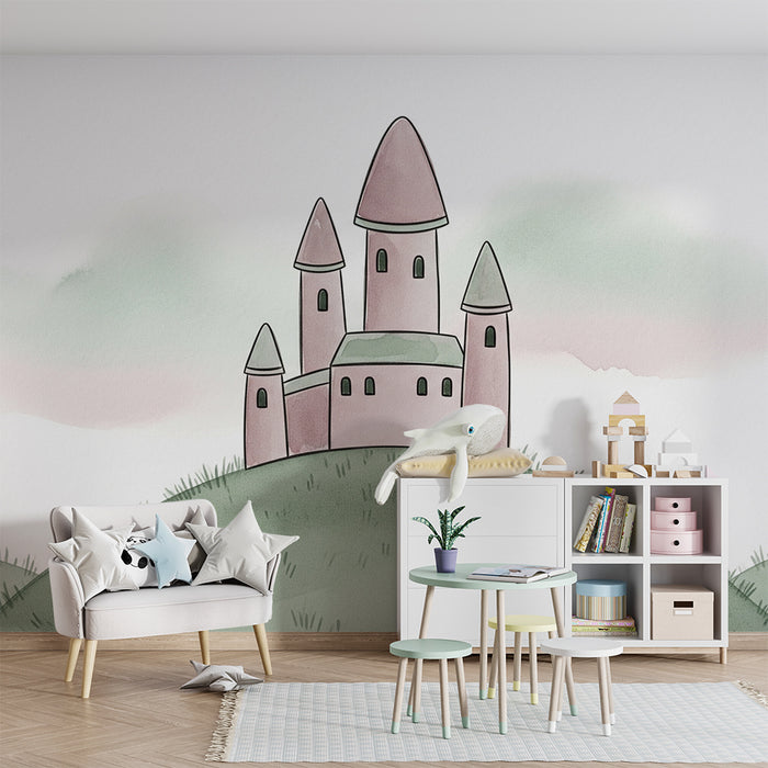Barntapet | Liten pastellslott