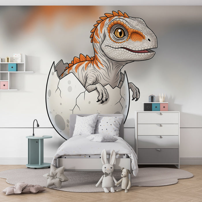 Papel de parede criança | Pequeno dinossauro emergindo do ovo