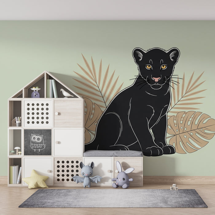 Papel de parede criança | Pequeno leopardo e tropical