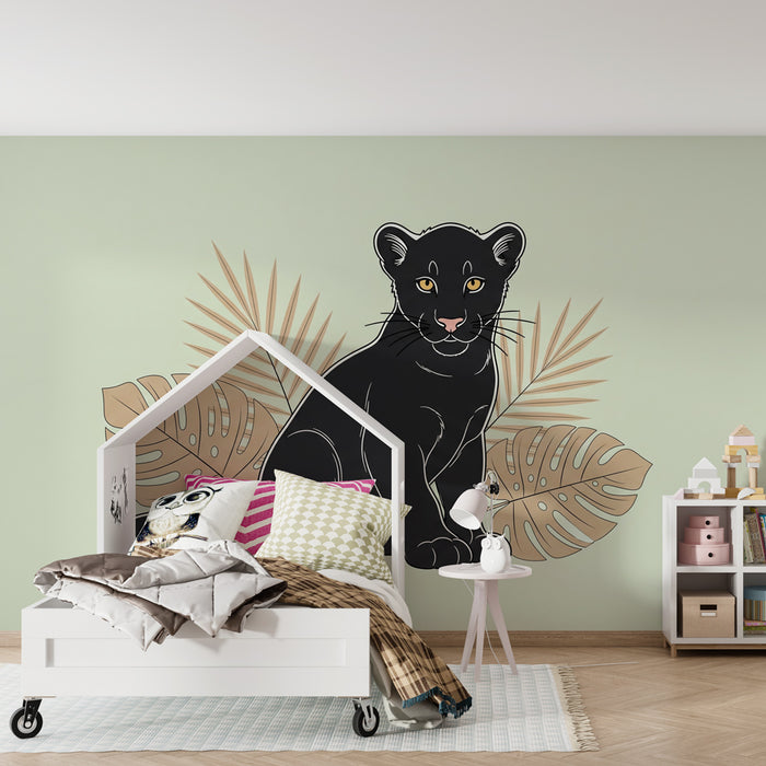 Papel de parede criança | Pequeno leopardo e tropical