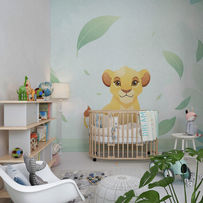 Papel pintado infantil | Pequeño león en la selva