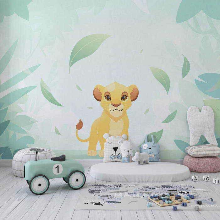 Papel pintado infantil | Pequeño león en la selva