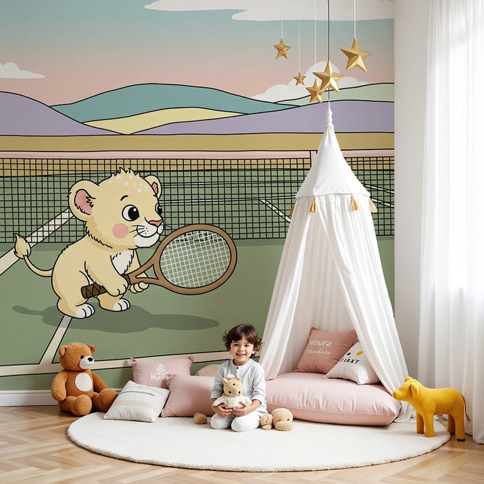 Barntapet | Liten tennis spelande lejon