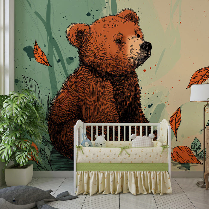 Kinderzimmer Tapete | Kleiner Bär im Wald