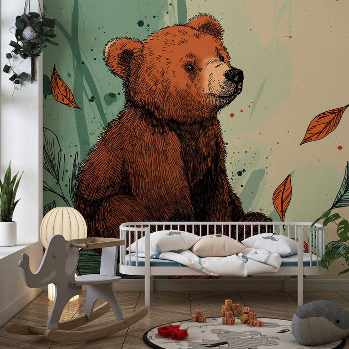 Kinderzimmer Tapete | Kleiner Bär im Wald