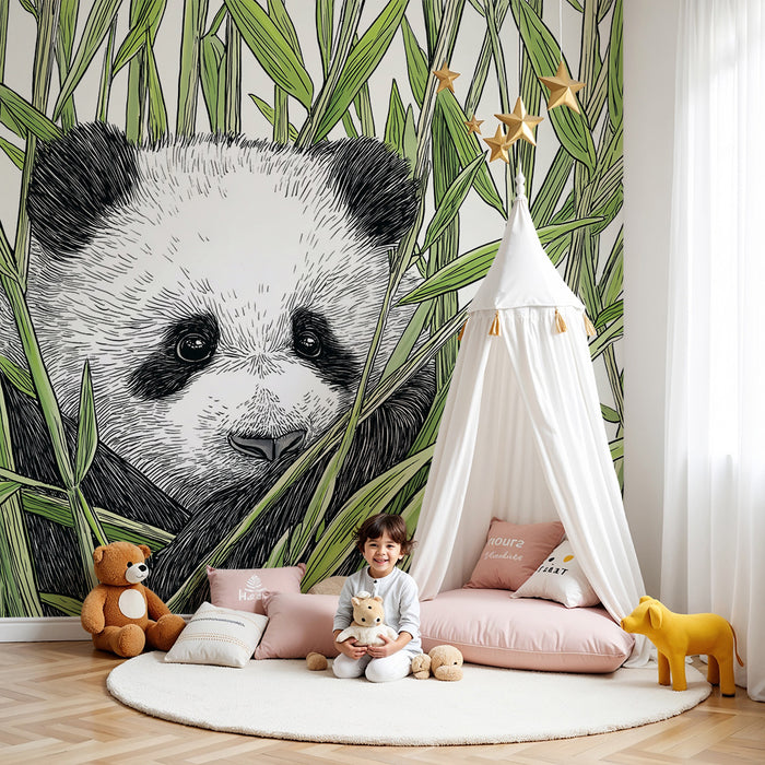 Papel de parede criança | Panda mic printre bambusi