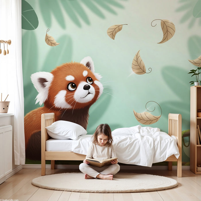 Kinderzimmer Tapete | Kleiner roter Panda im Dschungel