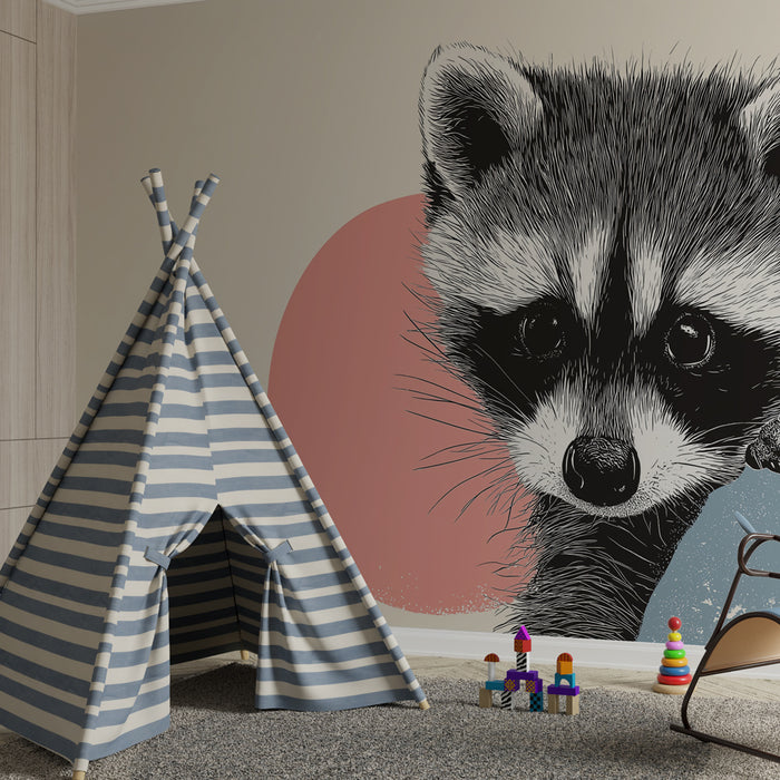 Carta da parati bambini | Piccolo procione birichino