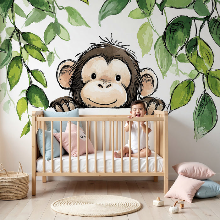 Papier de parede criança | Curioso macaco na selva