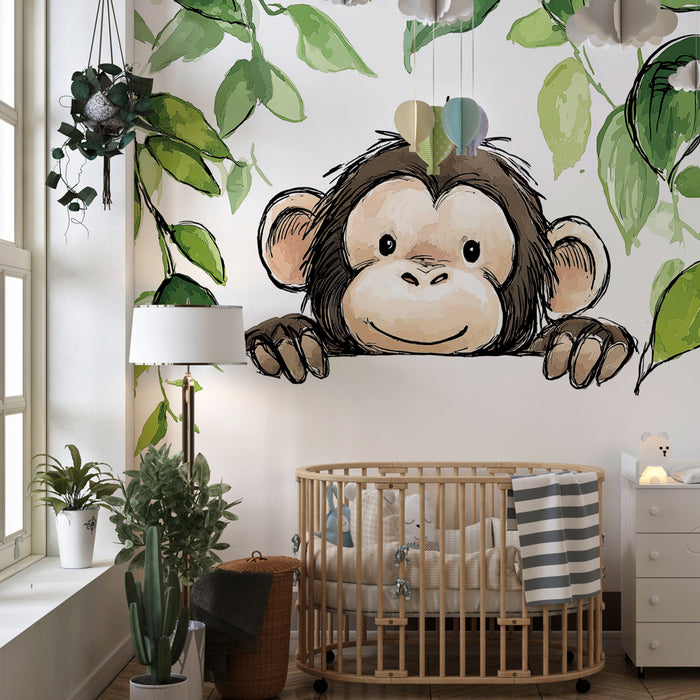 Papier de parede criança | Curioso macaco na selva