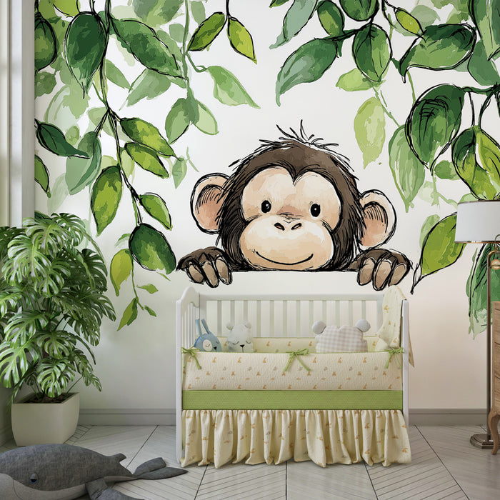 Papier de parede criança | Curioso macaco na selva