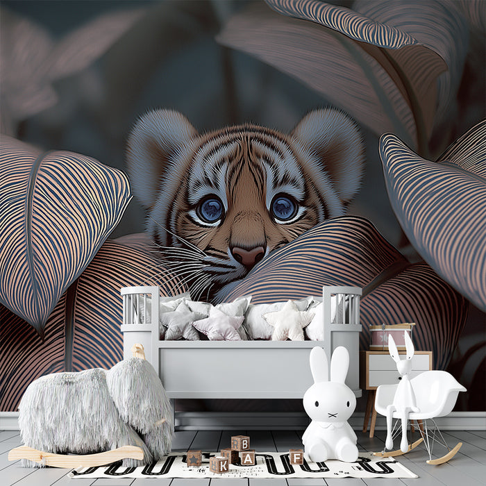 Barntapet | Liten tiger gömd bland exotiska löv