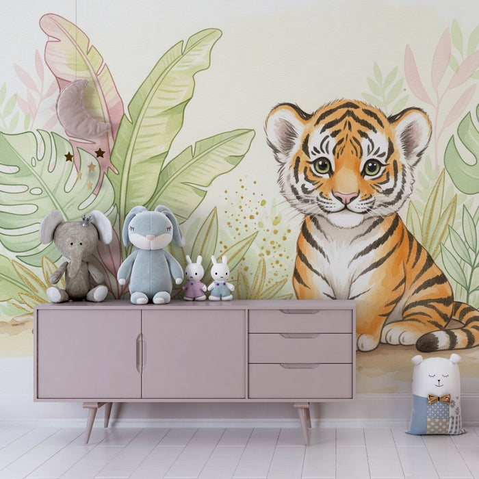 Papier peint chambre enfant | Petit tigre dans la jungle