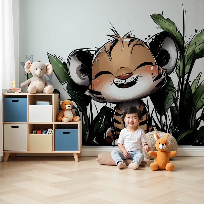 Barntapet | Liten leende tiger mitt i djungeln