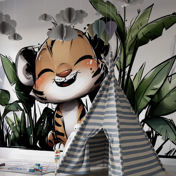 Barntapet | Liten leende tiger mitt i djungeln