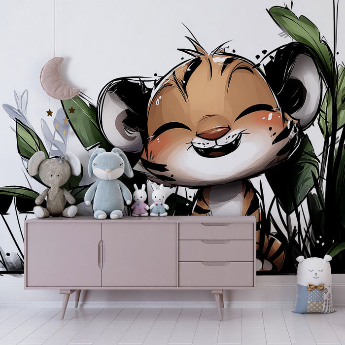 Barntapet | Liten leende tiger mitt i djungeln